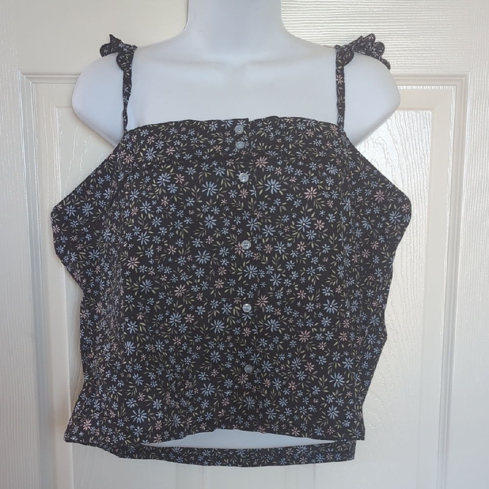 P.J. Salvage Blue Sleeveless Crop Tank Top